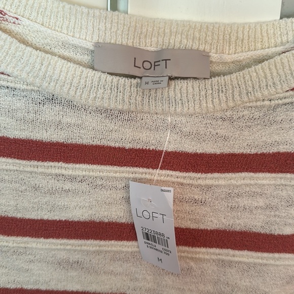 Brand new with tags loft, medium striped sweater. Cream and brick. - Picture 3 of 4